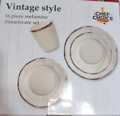 Set de vajilla melamina estilo vintage 16 piezas - miniatura 1