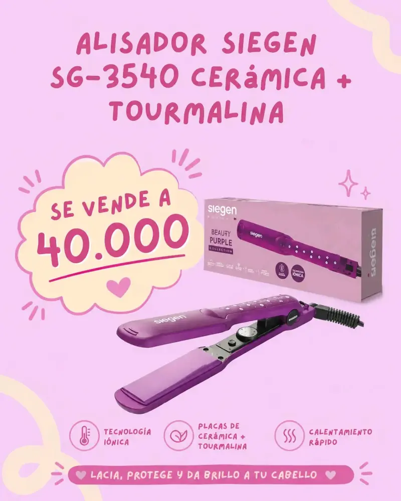 Alisador de Pelo Siegen SG-3540 Cerámica y Tourmalina
