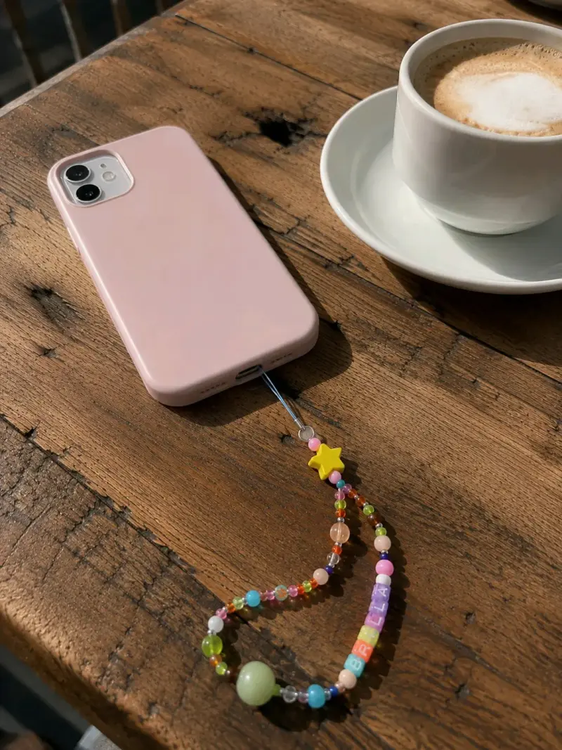 Correa de cuentas para celular con diseño colorido - 1