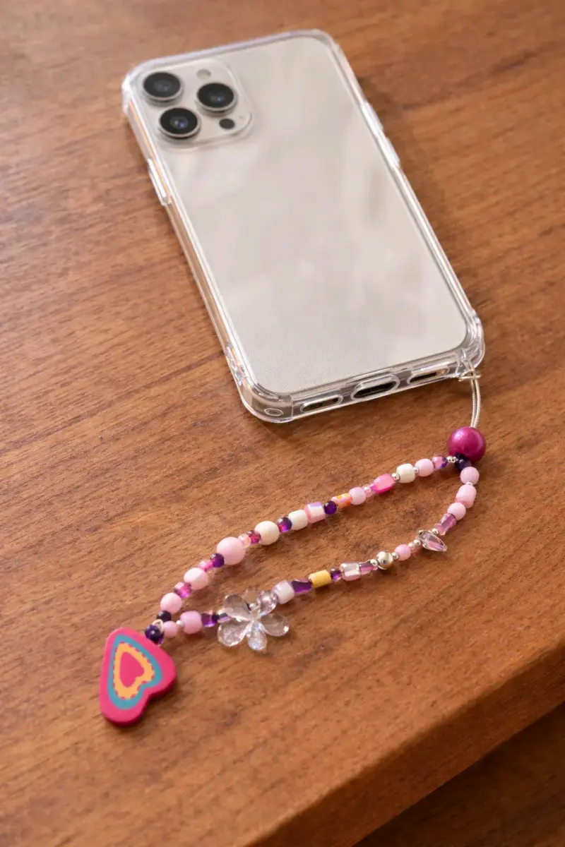 Correa de cuentas para celular con diseño colorido - 2