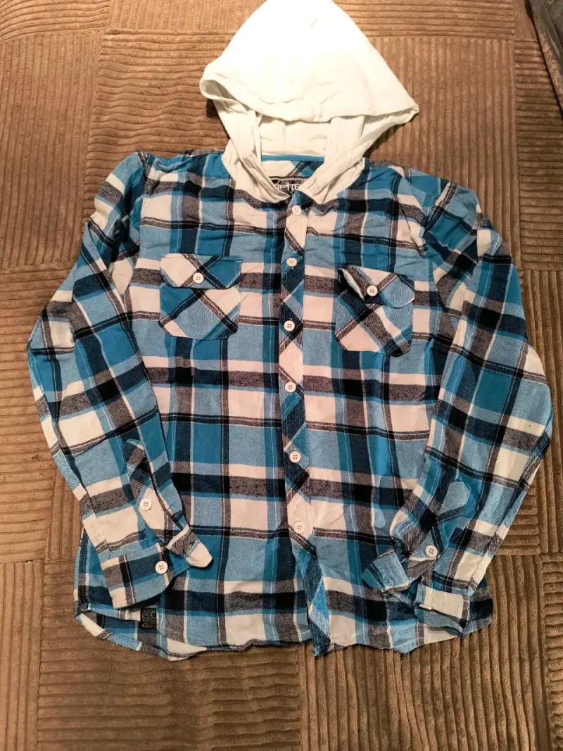Camisa de franela con capucha a cuadros - 1