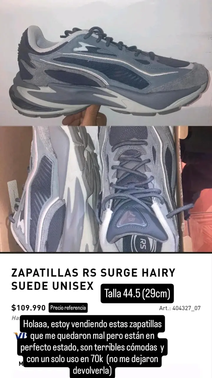 Zapatillas RS Surge Hairy Suede Unisex Talla 44.5