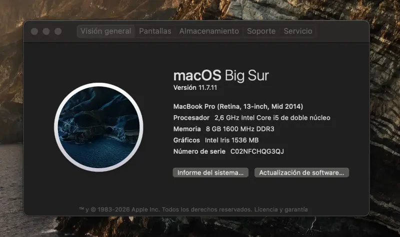 MacBook Pro 11, Intel Core i5, Memoria 8 Gb - 4