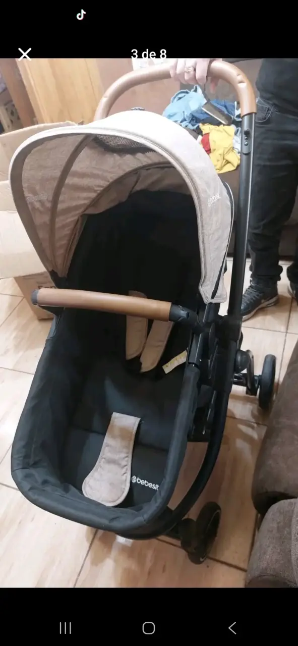 Coche de bebé Bebesit con capota beige - 4
