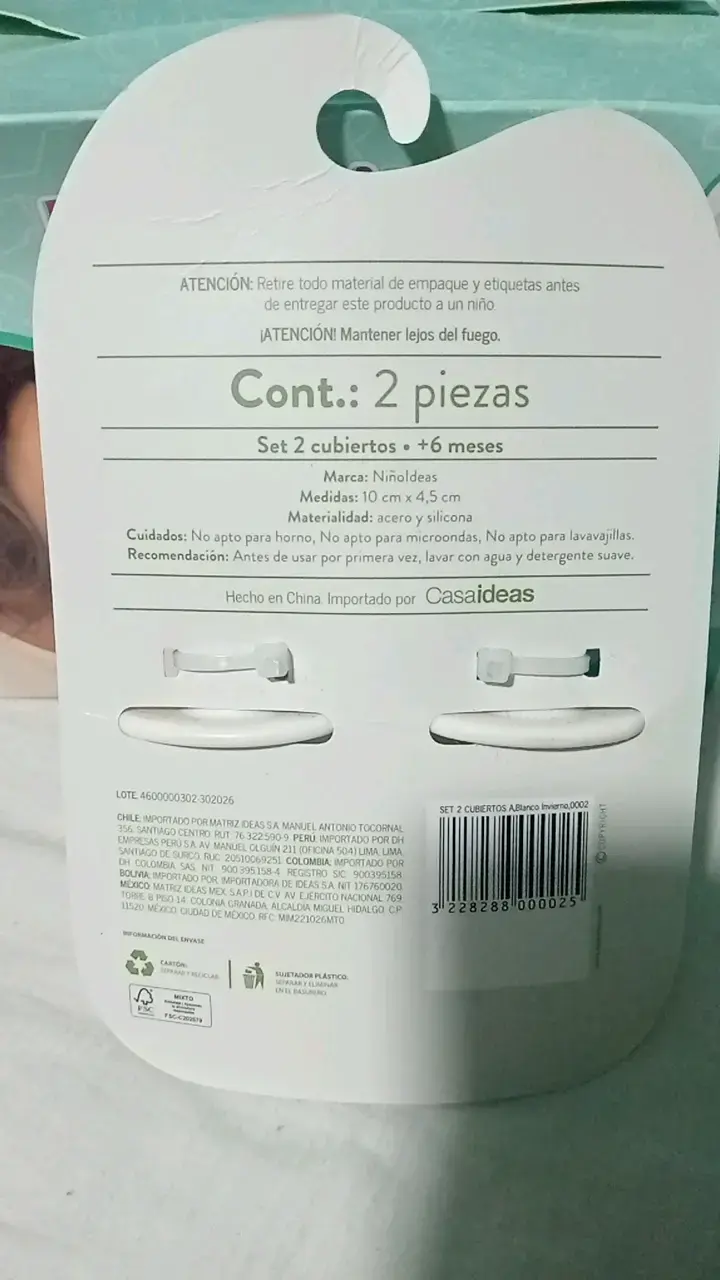 Set de 2 cubiertos para bebé de metal y silicona - 2