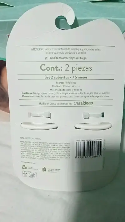 Set de 2 cubiertos para bebé de metal y silicona - miniatura 2
