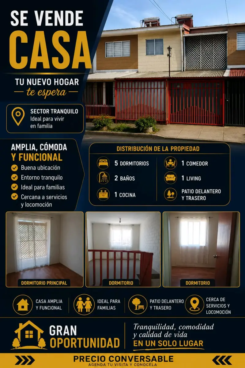 Casa amplia y funcional en sector tranquilo