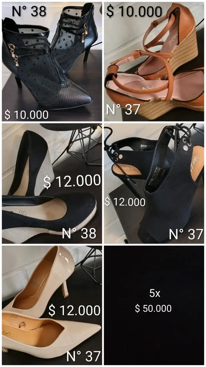 Lote de 5 pares de zapatos de mujer variados