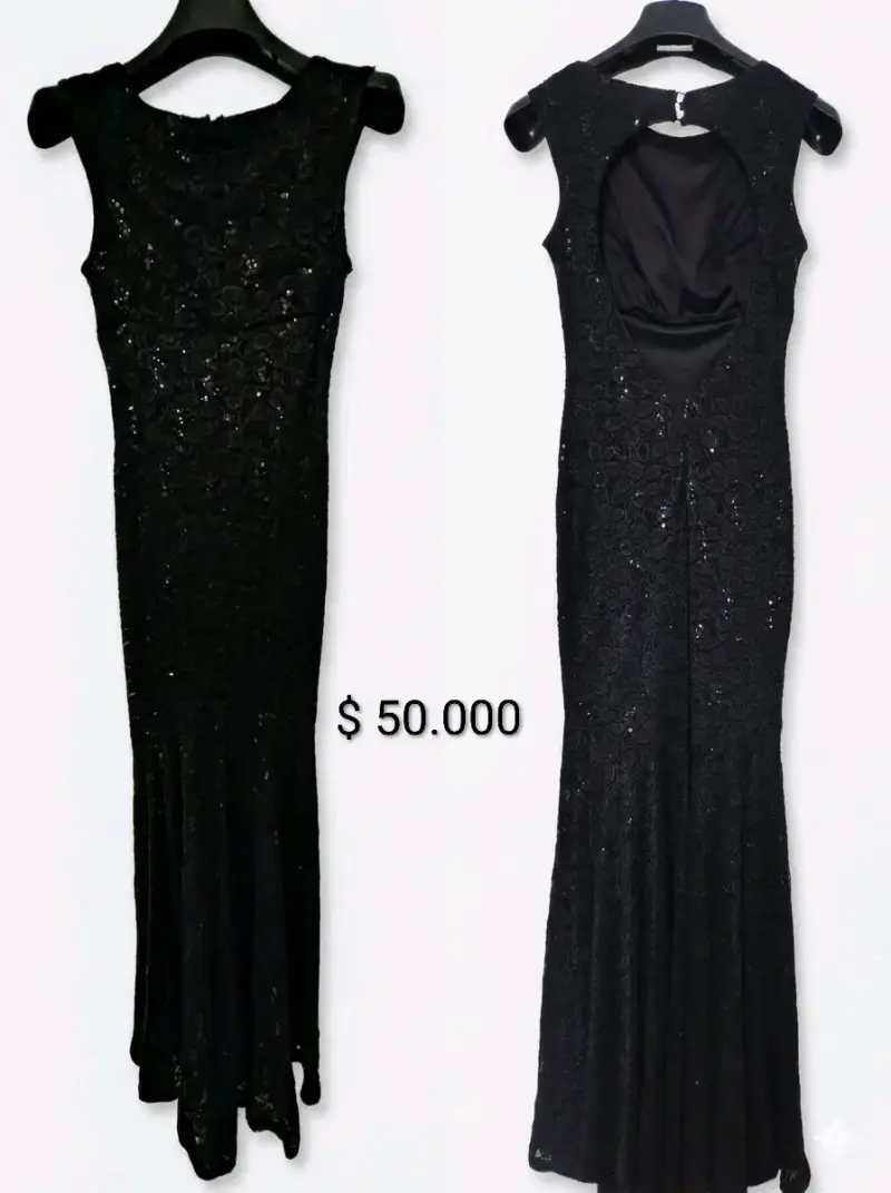 Vestido largo negro con lentejuelas elegante
