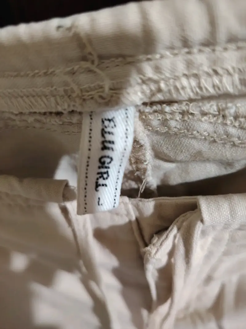 Pantalones beige de algodón para mujer - 3