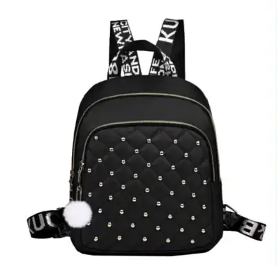 Mochila escolar negra con diseño acolchado - miniatura 3