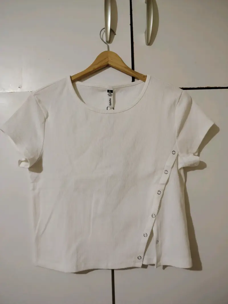 Polera blanca de algodón orgánico Sybilla - 1
