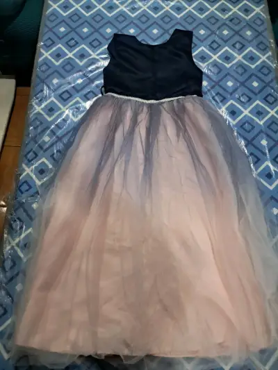 Vestido de fiesta para niña azul y rosa - miniatura 1