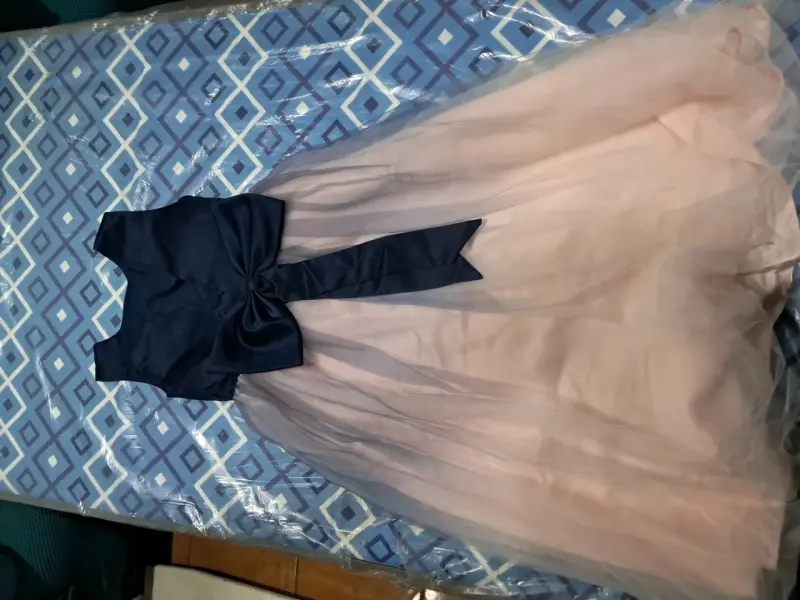 Vestido de fiesta para niña azul y rosa - 2