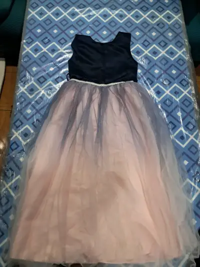 Vestido de fiesta para niña azul y rosa - miniatura 3