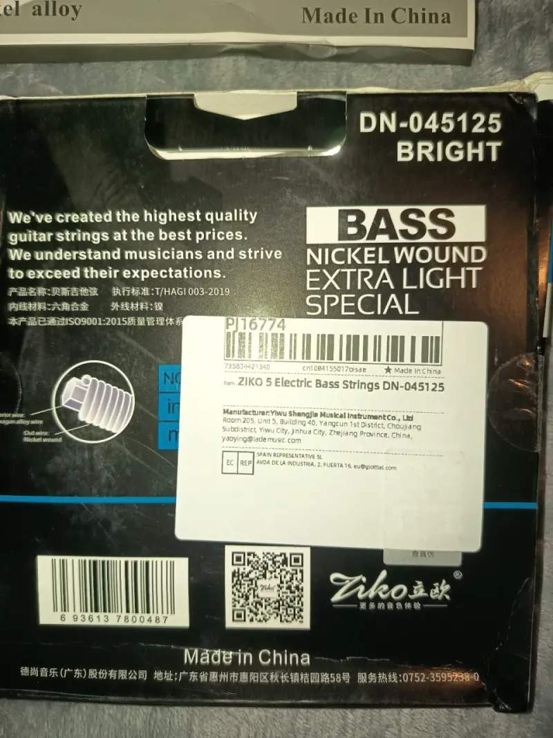 Cuerdas para bajo eléctrico Ziko 5 DN-045125 - 2