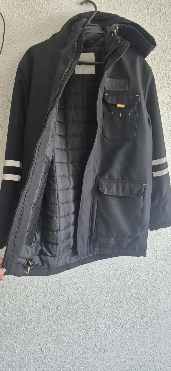 Chaqueta negra con capucha Caterpillar para hombre - 1