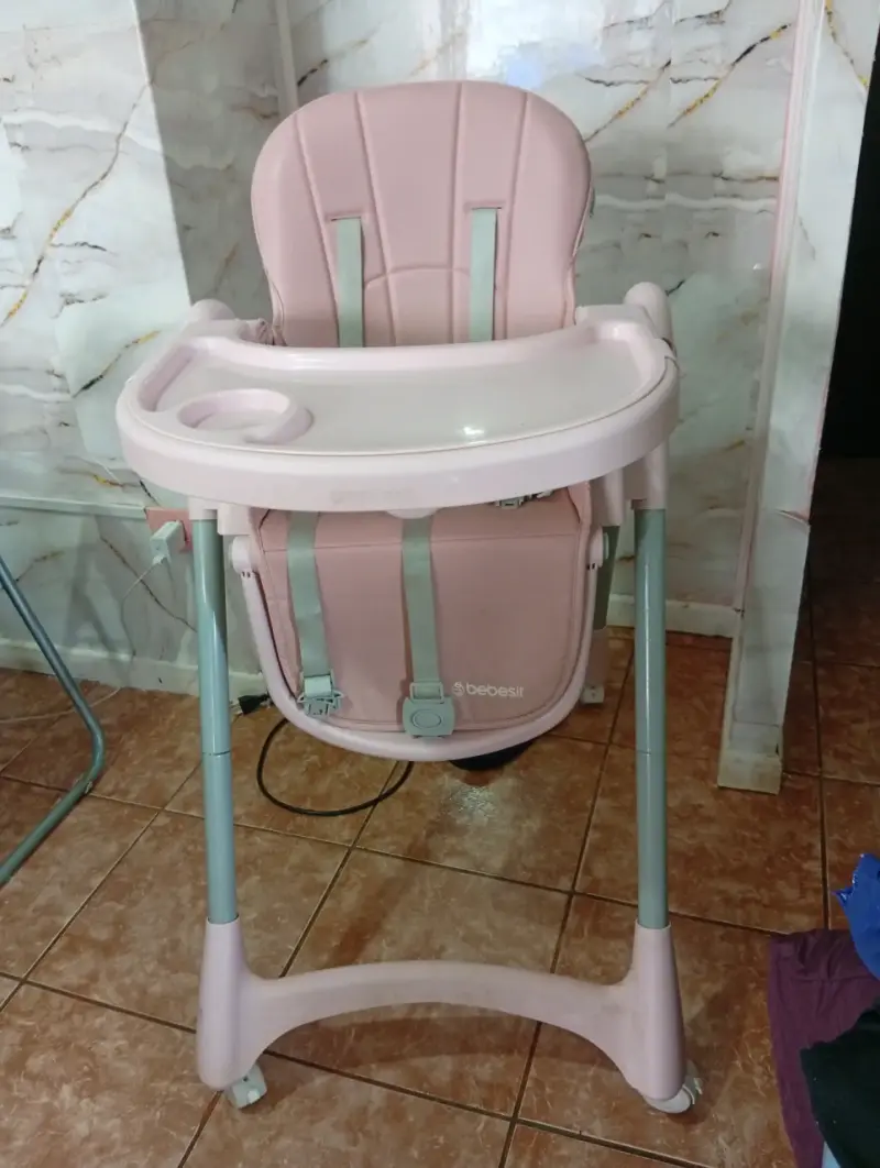 Silla de comer para bebé Bebesit rosa ajustable - 1