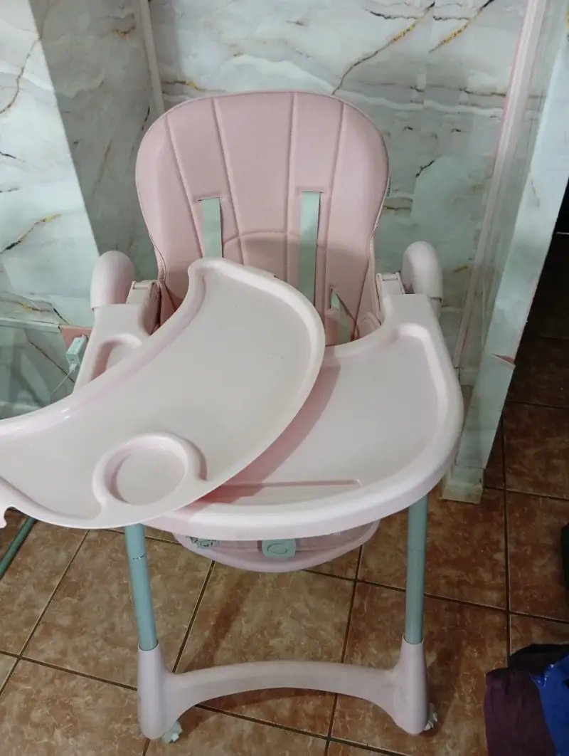 Silla de comer para bebé Bebesit rosa ajustable - 3