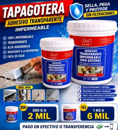 Adhesivo Tapagoteras Transparente Impermeable 1kg - miniatura 1