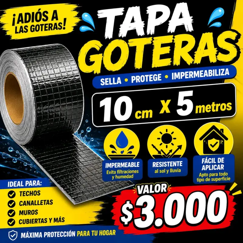 Cinta Impermeable Tapa Goteras 5cmx5m & 10cmx5m - 2