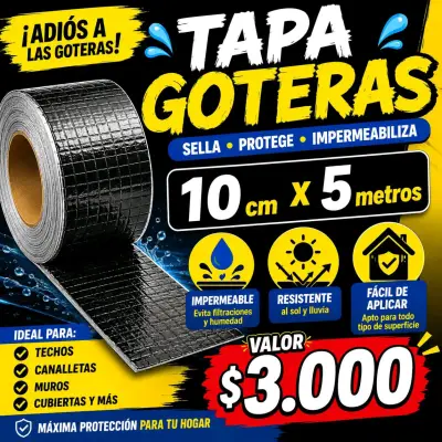 Cinta Impermeable Tapa Goteras 5cmx5m & 10cmx5m - miniatura 2