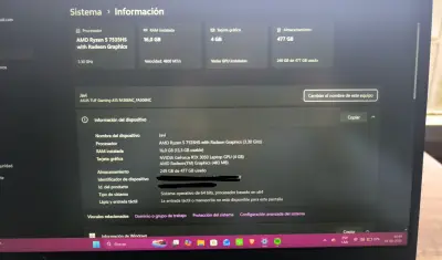 Laptop ASUS TUF Gaming A15 con tarjeta gráfica - miniatura 4