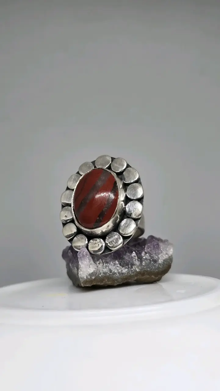 Anillo de plata 950, Jaspe makota/Mokaita - 2
