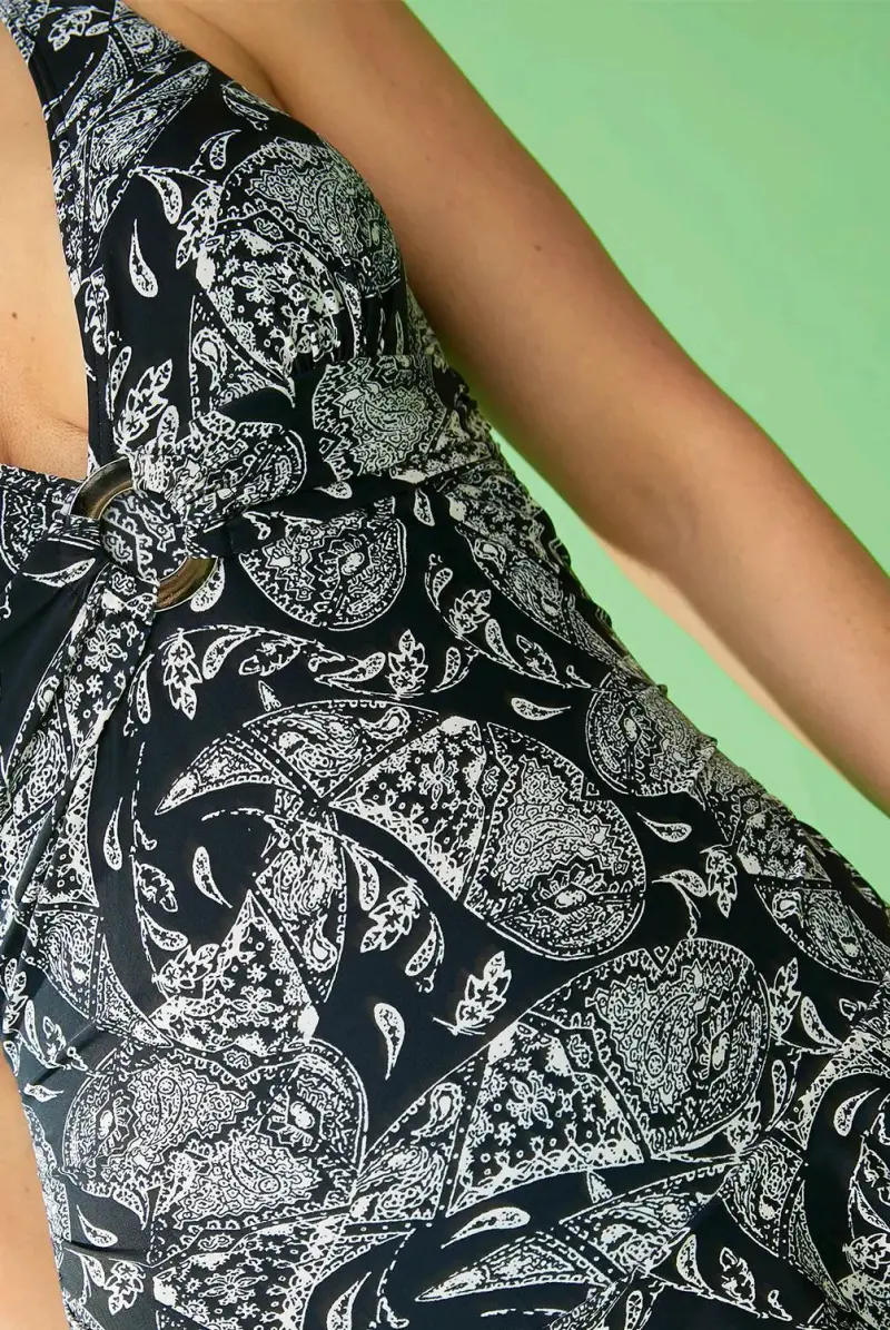 Traje de baño estampado blanco y negro - 1