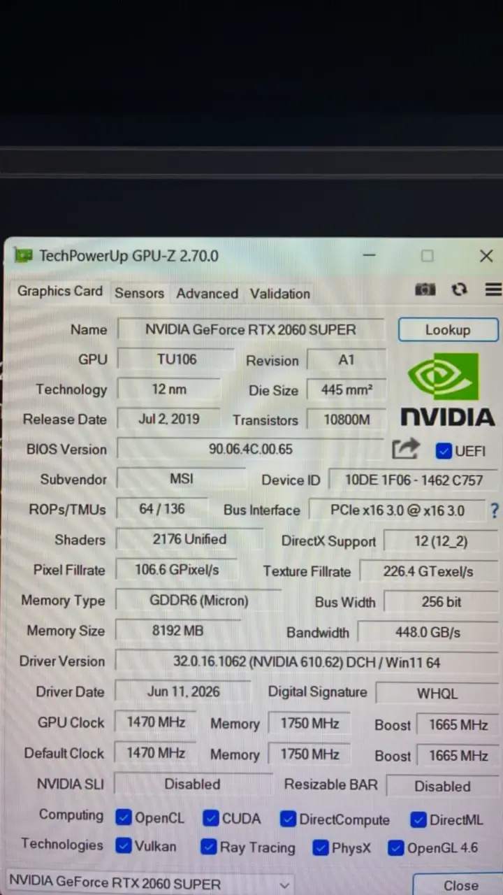 Tarjeta gráfica MSI GeForce RTX 2060 Super - 4
