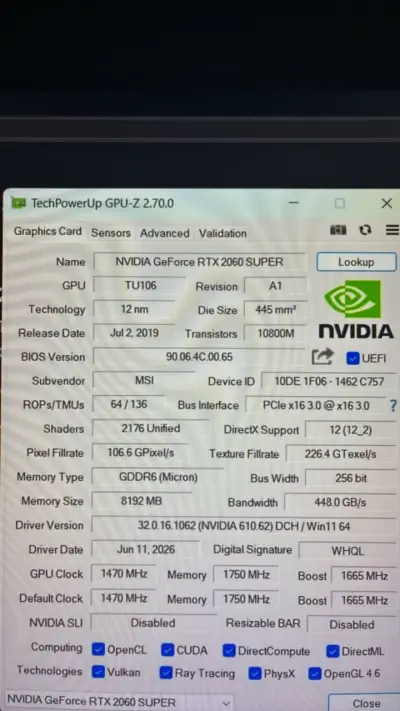Tarjeta gráfica MSI GeForce RTX 2060 Super - miniatura 4