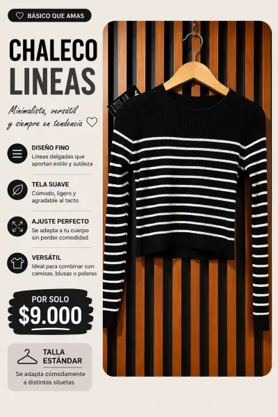 Chaleco de líneas minimalista y versátil - miniatura 3