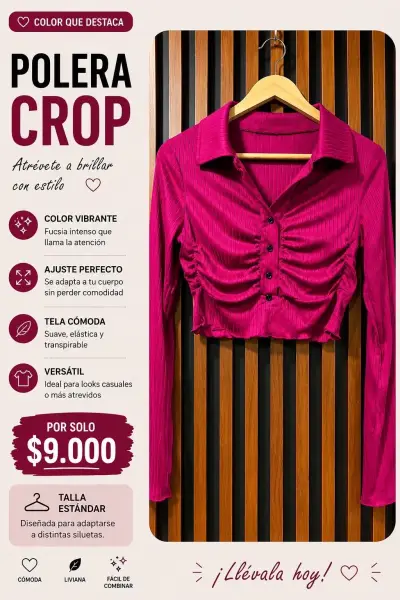 Polera Crop Fucsia Vibrante - miniatura 1