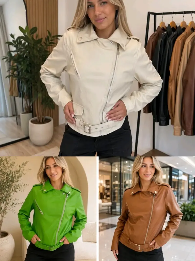 Chaqueta ecocuero para mujer en varios colores