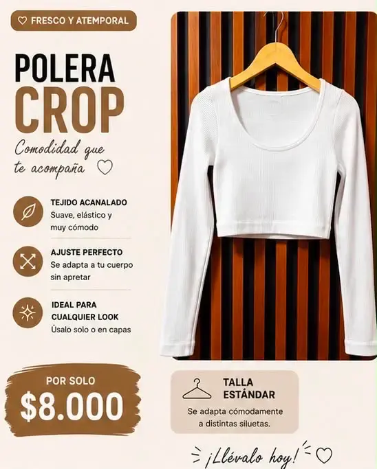Polera Crop Básica y Versátil en Varios Colores - 2
