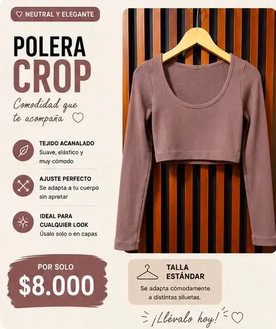 Polera Crop Básica y Versátil en Varios Colores - 3