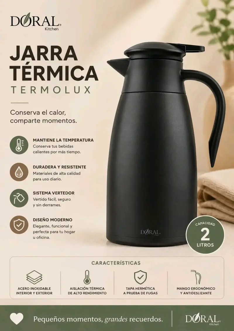 Jarra Térmica Doral Termolux 2 Litros