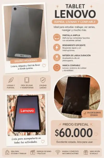 Tablet Lenovo con pantalla grande y diseño elegante - miniatura 5