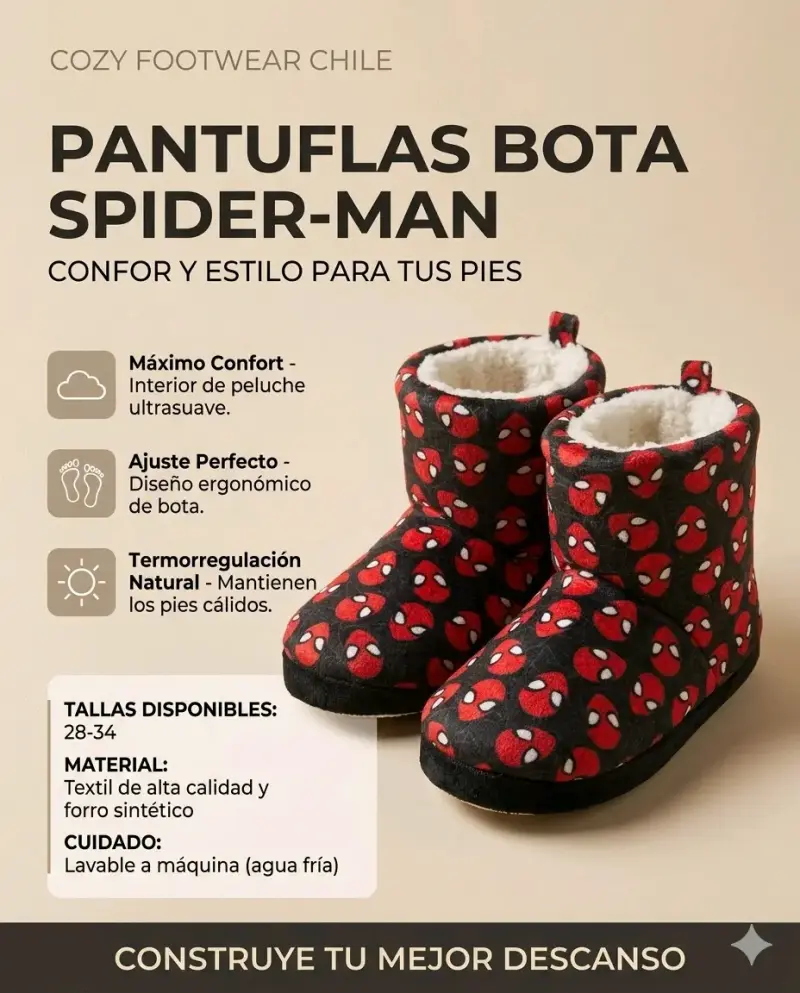 Pantuflas Bota Spider-Man para Niños