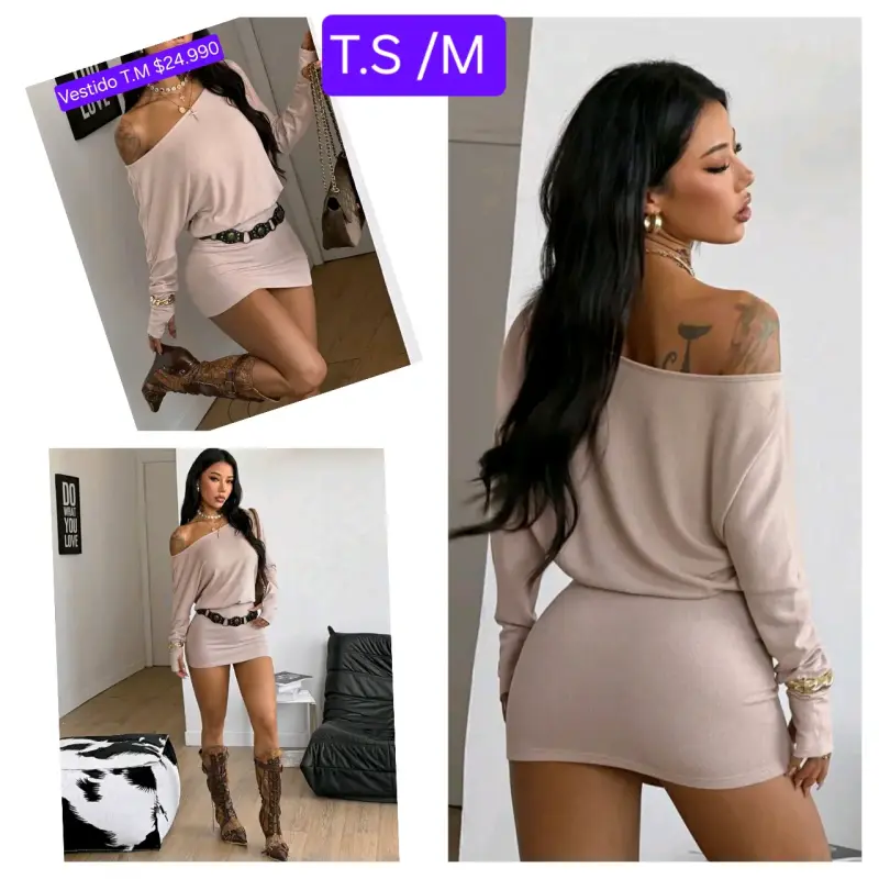 Vestido corto ajustado de hombro caído en varios colores - 5