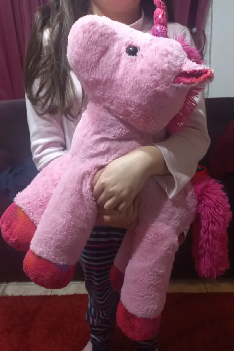 Peluche unicornio rosa grande con detalles brillantes - 2