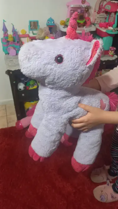 Peluche unicornio grande color lila y rosa - miniatura 2