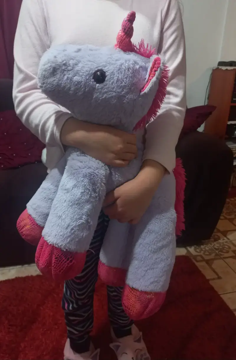 Peluche unicornio grande color lila y rosa - 3
