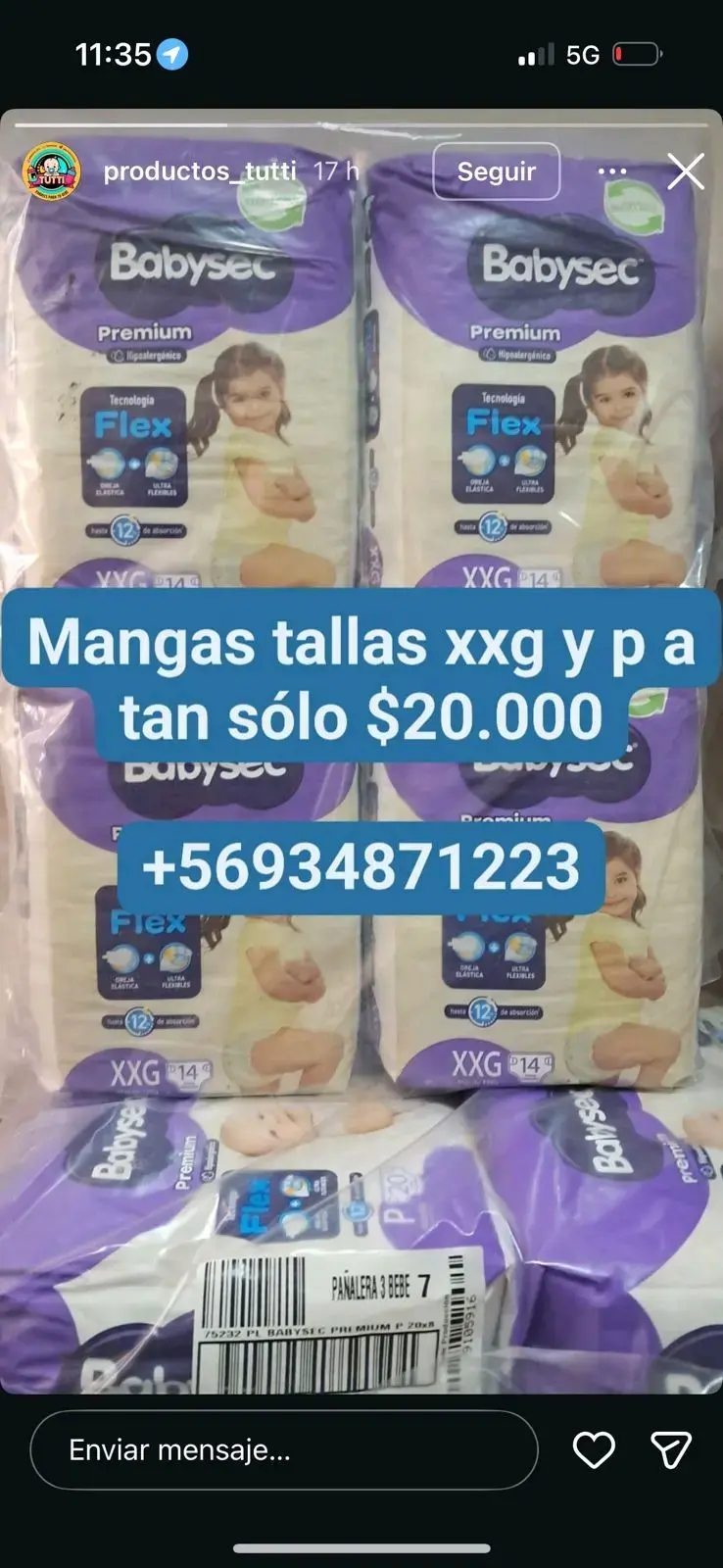 Pañales Babysec Premium XXG y P