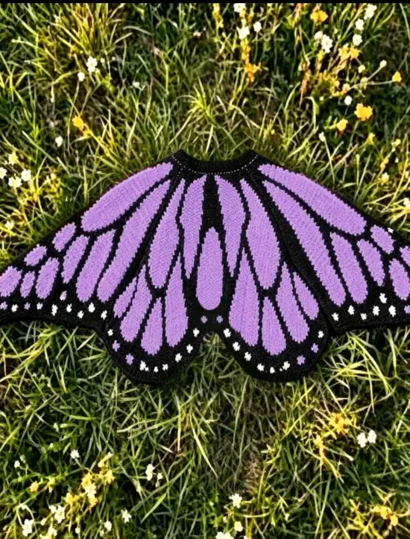 Chaleco diseño mariposa morado y negro - 2