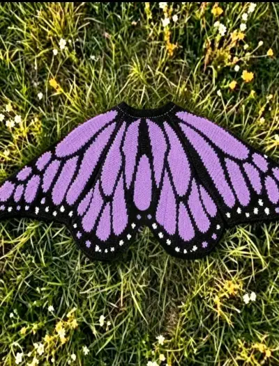 Chaleco diseño mariposa morado y negro - miniatura 2