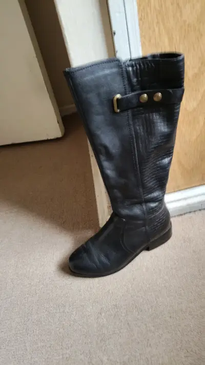 Botas largas de cuero marrón para mujer - miniatura 6