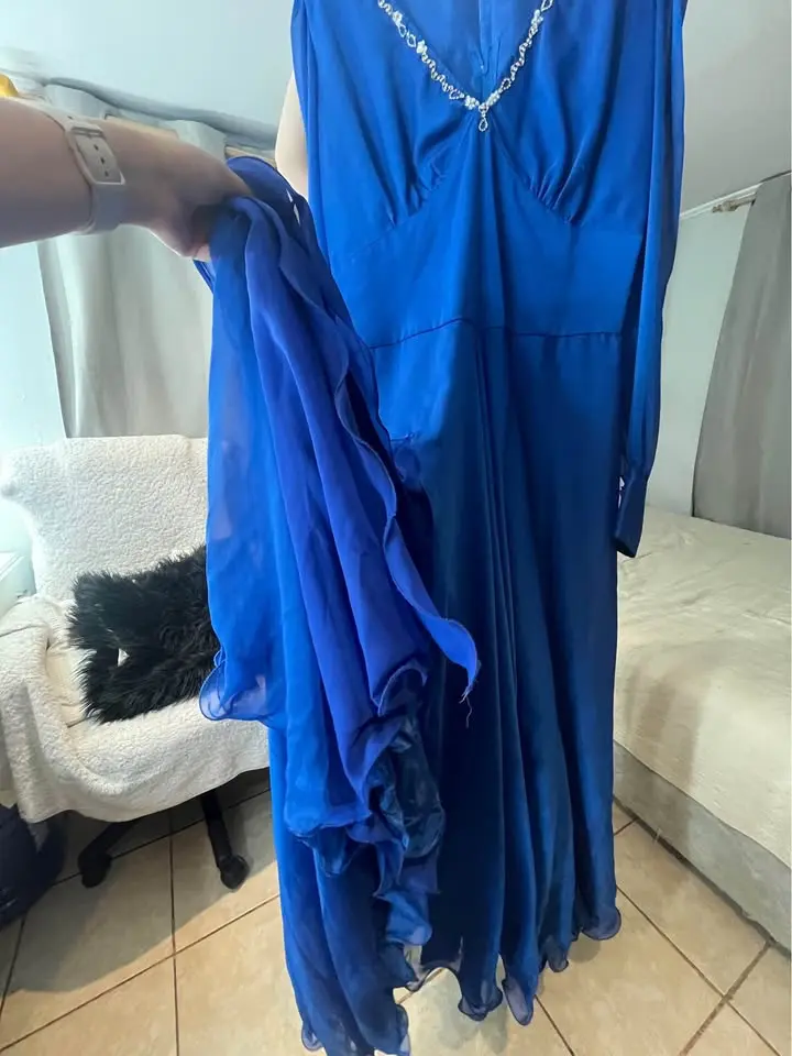 Vestido azul gasa italiana talla M - 3