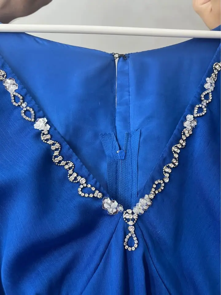 Vestido azul gasa italiana talla M - 5