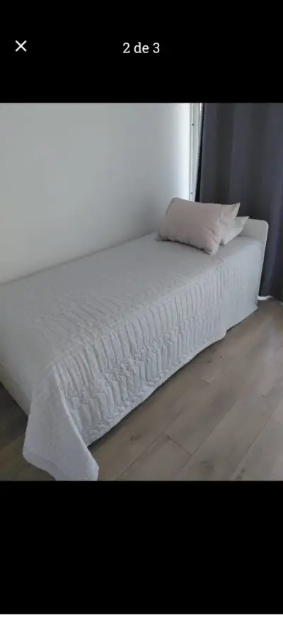 Cama individual con colchón y cajonera blanca - miniatura 2